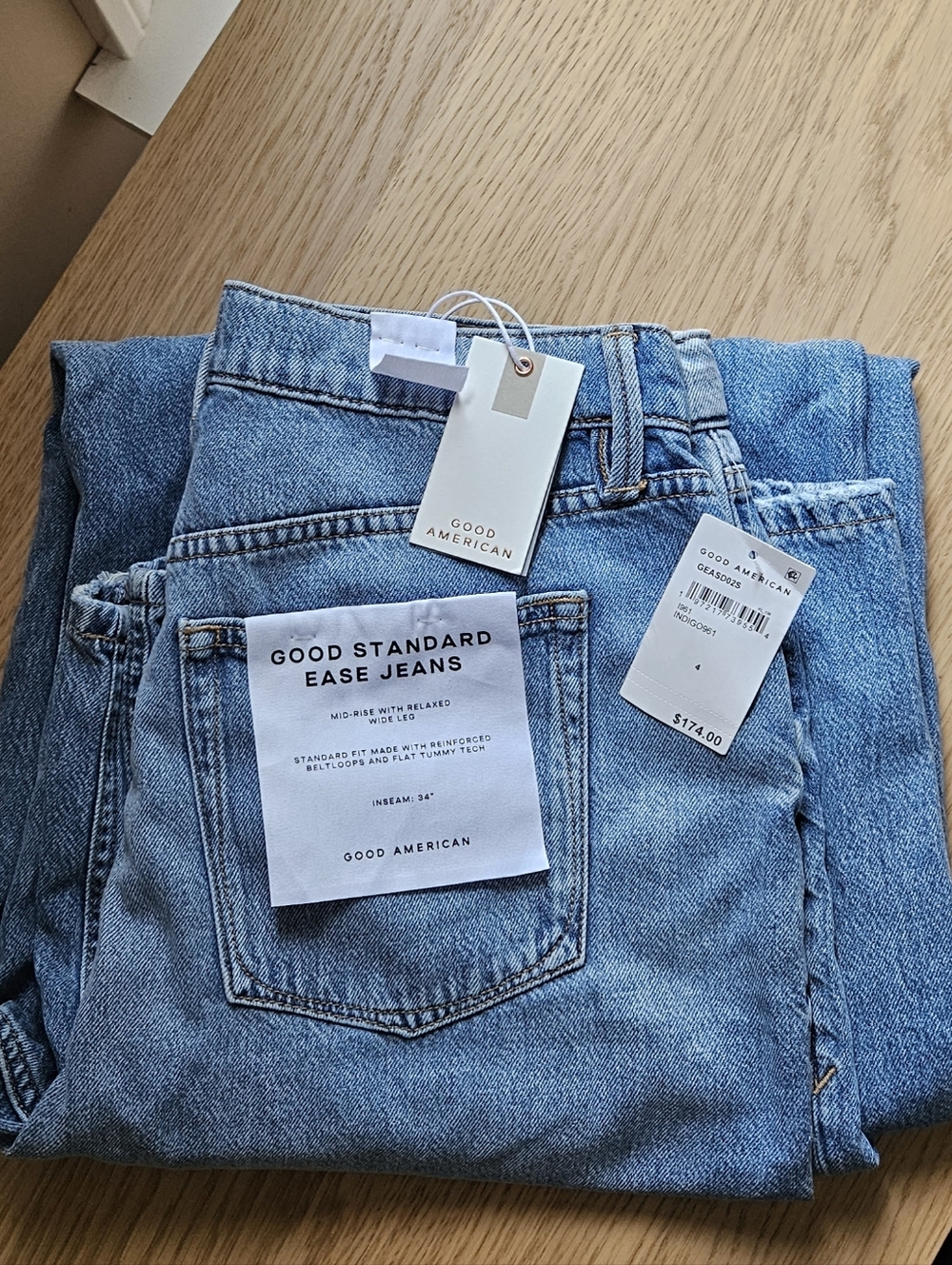 Good American Weightless Good Ease Jeans 27 Wide Leg Mid Rise Indigo961 NWT $174 - Picture 12 of 12